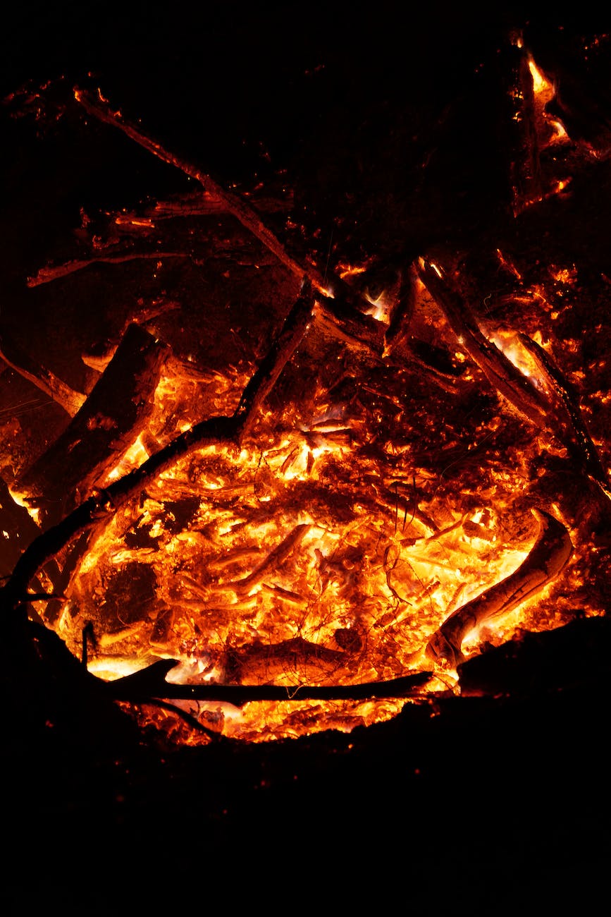 night dark firewood fire